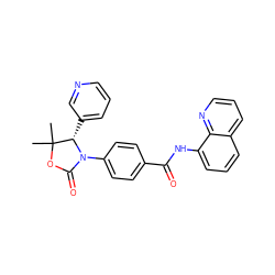 CC1(C)OC(=O)N(c2ccc(C(=O)Nc3cccc4cccnc34)cc2)[C@H]1c1cccnc1 ZINC000147116832