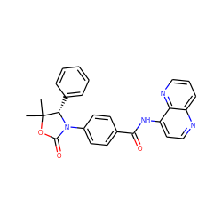 CC1(C)OC(=O)N(c2ccc(C(=O)Nc3ccnc4cccnc34)cc2)[C@H]1c1ccccc1 ZINC000096909105