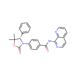 CC1(C)OC(=O)N(c2ccc(C(=O)Nc3nccc4cccnc34)cc2)[C@H]1c1ccccc1 ZINC000147488959