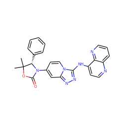 CC1(C)OC(=O)N(c2ccn3c(Nc4ccnc5cccnc45)nnc3c2)[C@H]1c1ccccc1 ZINC000147448437