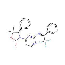 CC1(C)OC(=O)N(c2ccnc(N[C@@H](c3ccccc3)C(F)(F)F)n2)[C@@H]1c1ccccc1 ZINC000222648653