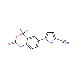 CC1(C)OC(=O)Nc2ccc(-c3ccc(C#N)[nH]3)cc21 ZINC000000008882