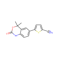 CC1(C)OC(=O)Nc2ccc(-c3ccc(C#N)s3)cc21 ZINC000026286543