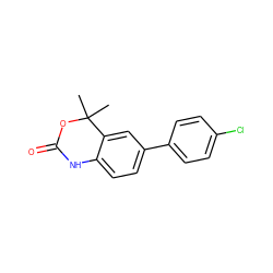 CC1(C)OC(=O)Nc2ccc(-c3ccc(Cl)cc3)cc21 ZINC000013491404