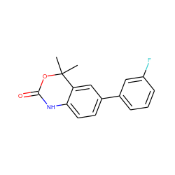 CC1(C)OC(=O)Nc2ccc(-c3cccc(F)c3)cc21 ZINC000000008885