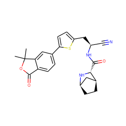 CC1(C)OC(=O)c2ccc(-c3ccc(C[C@@H](C#N)NC(=O)[C@H]4N[C@@H]5CC[C@H]4C5)s3)cc21 ZINC000169708984