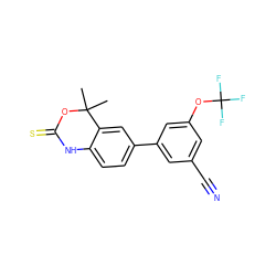 CC1(C)OC(=S)Nc2ccc(-c3cc(C#N)cc(OC(F)(F)F)c3)cc21 ZINC000013488862