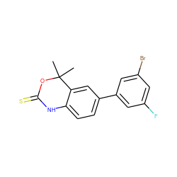 CC1(C)OC(=S)Nc2ccc(-c3cc(F)cc(Br)c3)cc21 ZINC000013488851