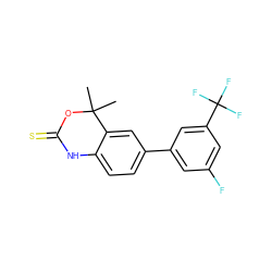 CC1(C)OC(=S)Nc2ccc(-c3cc(F)cc(C(F)(F)F)c3)cc21 ZINC000013488853