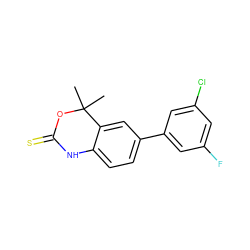 CC1(C)OC(=S)Nc2ccc(-c3cc(F)cc(Cl)c3)cc21 ZINC000013488850