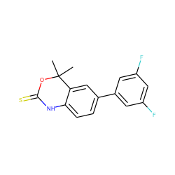 CC1(C)OC(=S)Nc2ccc(-c3cc(F)cc(F)c3)cc21 ZINC000013488849