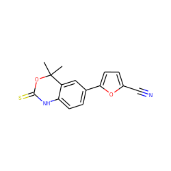 CC1(C)OC(=S)Nc2ccc(-c3ccc(C#N)o3)cc21 ZINC000013488867