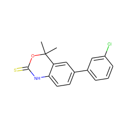 CC1(C)OC(=S)Nc2ccc(-c3cccc(Cl)c3)cc21 ZINC000000026406