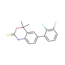 CC1(C)OC(=S)Nc2ccc(-c3cccc(F)c3F)cc21 ZINC000013488847