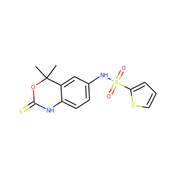 CC1(C)OC(=S)Nc2ccc(NS(=O)(=O)c3cccs3)cc21 ZINC000043131422