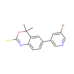 CC1(C)OC(S)=Nc2ccc(-c3cncc(Br)c3)cc21 ZINC000013488864