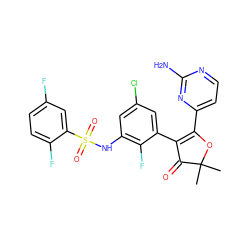 CC1(C)OC(c2ccnc(N)n2)=C(c2cc(Cl)cc(NS(=O)(=O)c3cc(F)ccc3F)c2F)C1=O ZINC000221077485