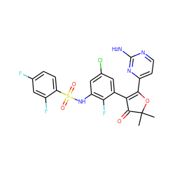 CC1(C)OC(c2ccnc(N)n2)=C(c2cc(Cl)cc(NS(=O)(=O)c3ccc(F)cc3F)c2F)C1=O ZINC000220279655