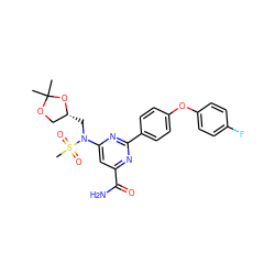 CC1(C)OC[C@@H](CN(c2cc(C(N)=O)nc(-c3ccc(Oc4ccc(F)cc4)cc3)n2)S(C)(=O)=O)O1 ZINC000143007466