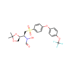 CC1(C)OC[C@H]([C@@H](CS(=O)(=O)c2ccc(Oc3ccc(OC(F)(F)F)cc3)cc2)N(O)C=O)O1 ZINC000003820858