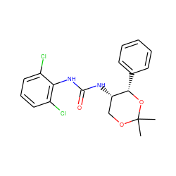 CC1(C)OC[C@H](NC(=O)Nc2c(Cl)cccc2Cl)[C@H](c2ccccc2)O1 ZINC000028372700