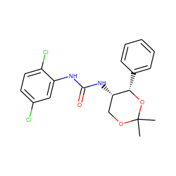 CC1(C)OC[C@H](NC(=O)Nc2cc(Cl)ccc2Cl)[C@H](c2ccccc2)O1 ZINC000028374667