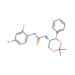 CC1(C)OC[C@H](NC(=O)Nc2ccc(Br)cc2Cl)[C@H](c2ccccc2)O1 ZINC000003960326