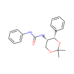 CC1(C)OC[C@H](NC(=O)Nc2ccccc2)[C@H](c2ccccc2)O1 ZINC000028376176