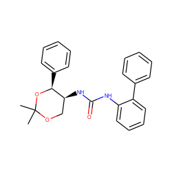 CC1(C)OC[C@H](NC(=O)Nc2ccccc2-c2ccccc2)[C@H](c2ccccc2)O1 ZINC000028380535