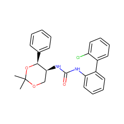 CC1(C)OC[C@H](NC(=O)Nc2ccccc2-c2ccccc2Cl)[C@H](c2ccccc2)O1 ZINC000028374630