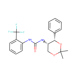 CC1(C)OC[C@H](NC(=O)Nc2ccccc2C(F)(F)F)[C@H](c2ccccc2)O1 ZINC000028374643