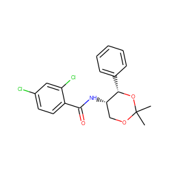 CC1(C)OC[C@H](NC(=O)c2ccc(Cl)cc2Cl)[C@H](c2ccccc2)O1 ZINC000028366273