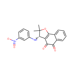 CC1(C)OC2=C(C(=O)C(=O)c3ccccc32)[C@@H]1Nc1cccc([N+](=O)[O-])c1 ZINC000028870982