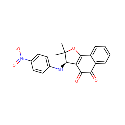 CC1(C)OC2=C(C(=O)C(=O)c3ccccc32)[C@H]1Nc1ccc([N+](=O)[O-])cc1 ZINC000040403204