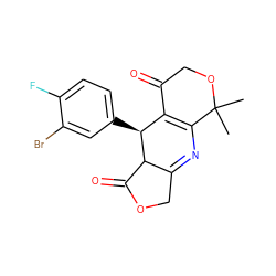 CC1(C)OCC(=O)C2=C1N=C1COC(=O)C1[C@H]2c1ccc(F)c(Br)c1 ZINC000040576104