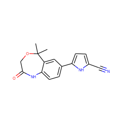 CC1(C)OCC(=O)Nc2ccc(-c3ccc(C#N)[nH]3)cc21 ZINC000013984747