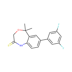 CC1(C)OCC(=S)Nc2ccc(-c3cc(F)cc(F)c3)cc21 ZINC000040380426