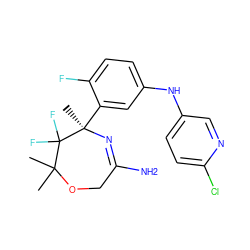 CC1(C)OCC(N)=N[C@](C)(c2cc(Nc3ccc(Cl)nc3)ccc2F)C1(F)F ZINC000169702900