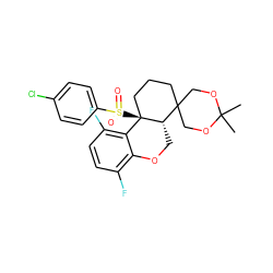 CC1(C)OCC2(CCC[C@@]3(S(=O)(=O)c4ccc(Cl)cc4)c4c(F)ccc(F)c4OC[C@@H]23)CO1 ZINC000209454565