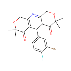 CC1(C)OCC2=C(C1=O)[C@@H](c1ccc(F)c(Br)c1)C1C(=O)C(C)(C)OCC1=N2 ZINC000040568011