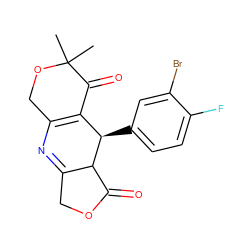 CC1(C)OCC2=C(C1=O)[C@@H](c1ccc(F)c(Br)c1)C1C(=O)OCC1=N2 ZINC000038448253