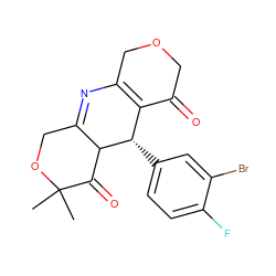 CC1(C)OCC2=NC3=C(C(=O)COC3)[C@H](c3ccc(F)c(Br)c3)C2C1=O ZINC000038449488