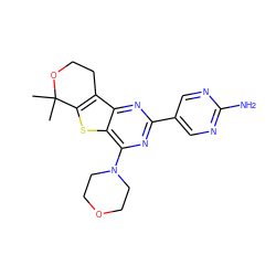 CC1(C)OCCc2c1sc1c(N3CCOCC3)nc(-c3cnc(N)nc3)nc21 ZINC000072316318