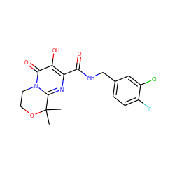 CC1(C)OCCn2c1nc(C(=O)NCc1ccc(F)c(Cl)c1)c(O)c2=O ZINC000035012436