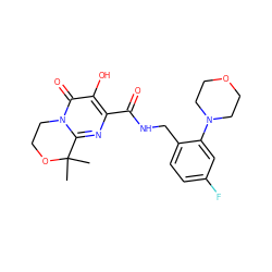 CC1(C)OCCn2c1nc(C(=O)NCc1ccc(F)cc1N1CCOCC1)c(O)c2=O ZINC000035012414