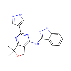 CC1(C)OCc2c(Nc3n[nH]c4ccccc34)nc(-c3cn[nH]c3)nc21 ZINC000653706044