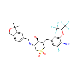 CC1(C)OCc2ccc(CN[C@H]3CS(=O)(=O)C[C@@H](Cc4cc(F)c(N)c(OC(C(F)(F)F)C(F)(F)F)c4)[C@@H]3O)cc21 ZINC000084653657