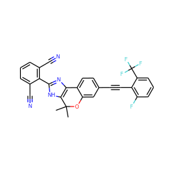 CC1(C)Oc2cc(C#Cc3c(F)cccc3C(F)(F)F)ccc2-c2nc(-c3c(C#N)cccc3C#N)[nH]c21 ZINC000201623373