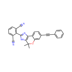 CC1(C)Oc2cc(C#Cc3ccccc3)ccc2-c2nc(-c3c(C#N)cccc3C#N)[nH]c21 ZINC000143403280