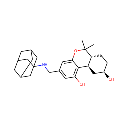 CC1(C)Oc2cc(CNC34CC5CC(CC(C5)C3)C4)cc(O)c2[C@@H]2C[C@H](O)CC[C@H]21 ZINC000058581210